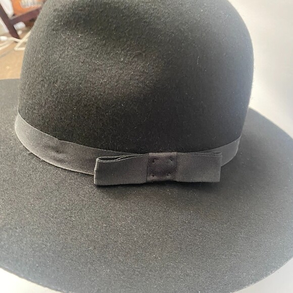 BRIXTON Black Wool Felt Hat with Black Bow Tie Ribbon Size M main image 5